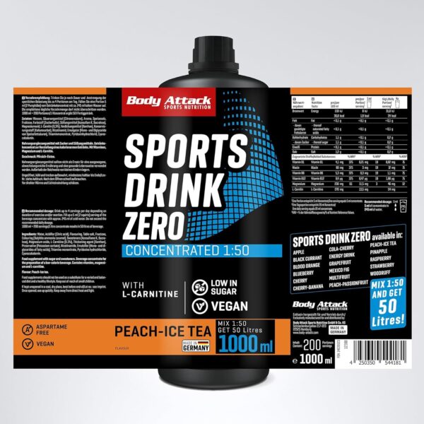 Body Attack Low Carb Sports Drink Peach-Icetea Konzentrat-2