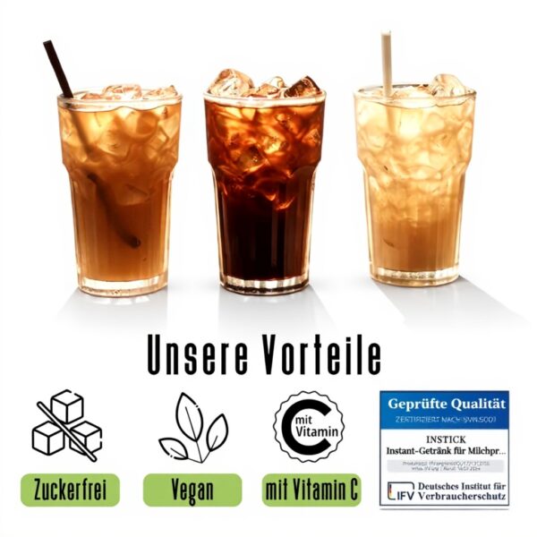INSTICK Zuckerfreies Instant-Getränkepulver Eiskaffee Vegan