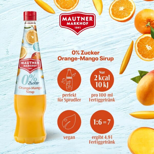 Mautner Markhof Sirup Orange Mango 0 Zucker 700ml