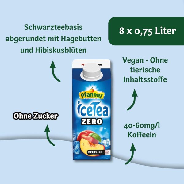 Pfanner Eistee Pfirsich Zero ohne Zucker 8x750ml Vorratspack-3