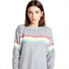 Wildfox Damen Sweatshirt Grau Marvel Stripe Baumwolle