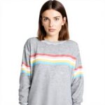 Wildfox Damen Sweatshirt Grau Marvel Stripe Baumwolle