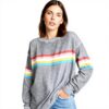 Wildfox Damen Sweatshirt Grau Marvel Stripe Baumwolle