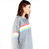 Wildfox Damen Sweatshirt Grau Marvel Stripe Baumwolle