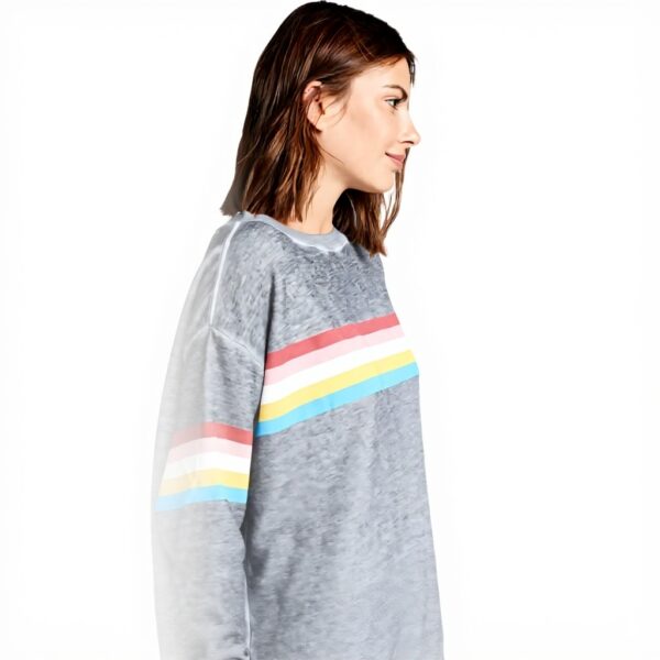 Wildfox Damen Sweatshirt Grau Marvel Stripe Baumwolle