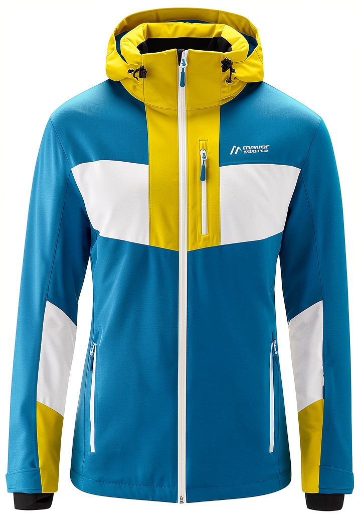 Maier Sports Skijacke in Graphite/Sirenred auf der Skipiste
