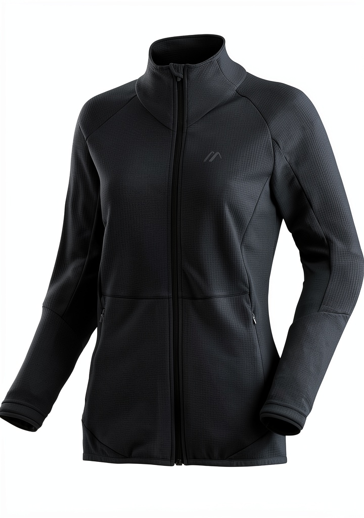 Maier Sports Sinaia W Fleecejacke in Schwarz getragen beim Wandern