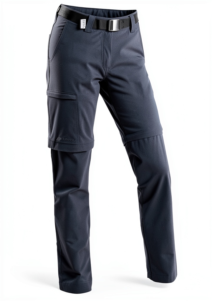 Maier Sports Inara Slim Zip Wanderhose in Grau an einer aktiven Dame im Freien